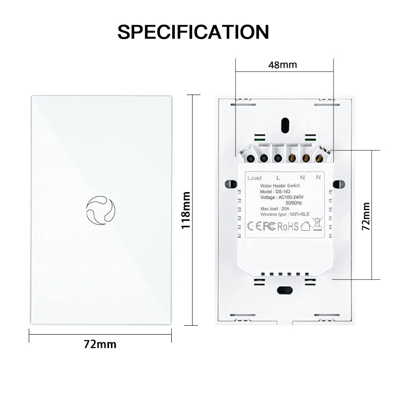MOES Smart Boiler Switch – WiFi/ZigBee 20A Water Heater Controller with Glass Panel