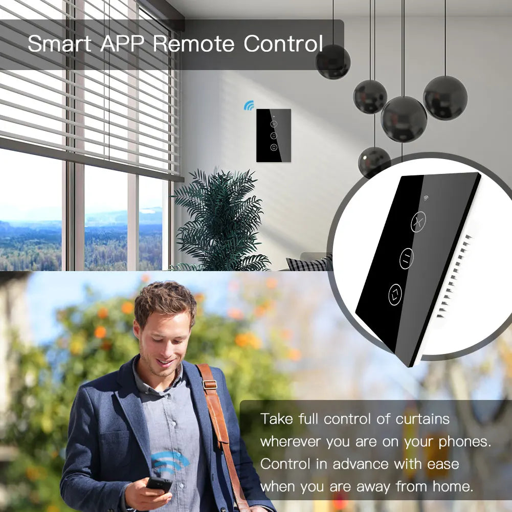 MOES Smart Curtain Switch (WiFi + RF433, Tuya, Alexa/Google)