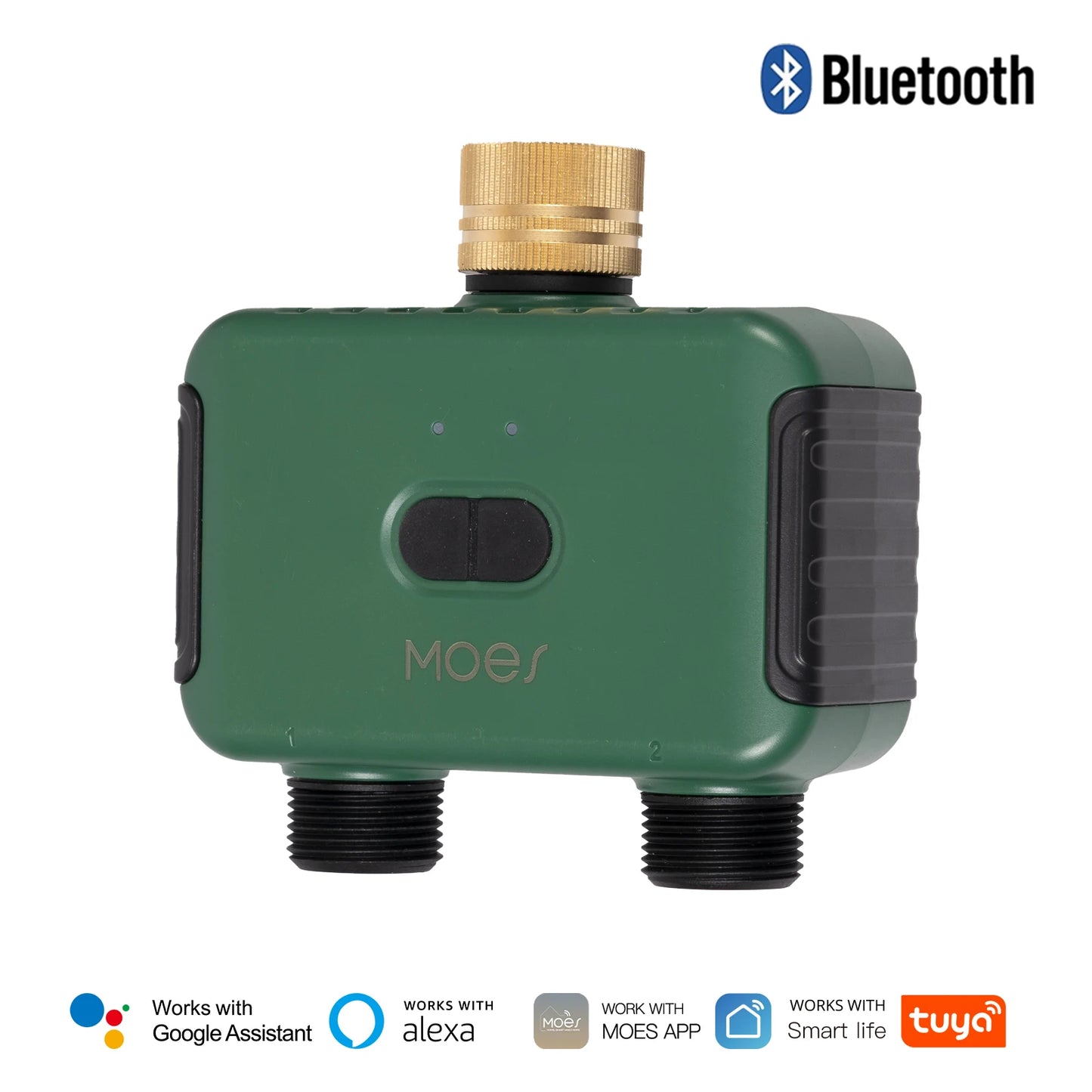 MOES Bluetooth Smart Water Timer | 2-Zone Valve, Auto Irrigation, Rain Delay