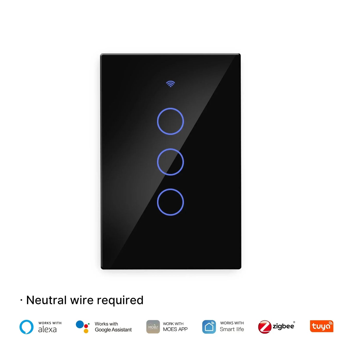 MOES ZigBee Smart Touch Light Switch | Glass Panel with App & Voice Control