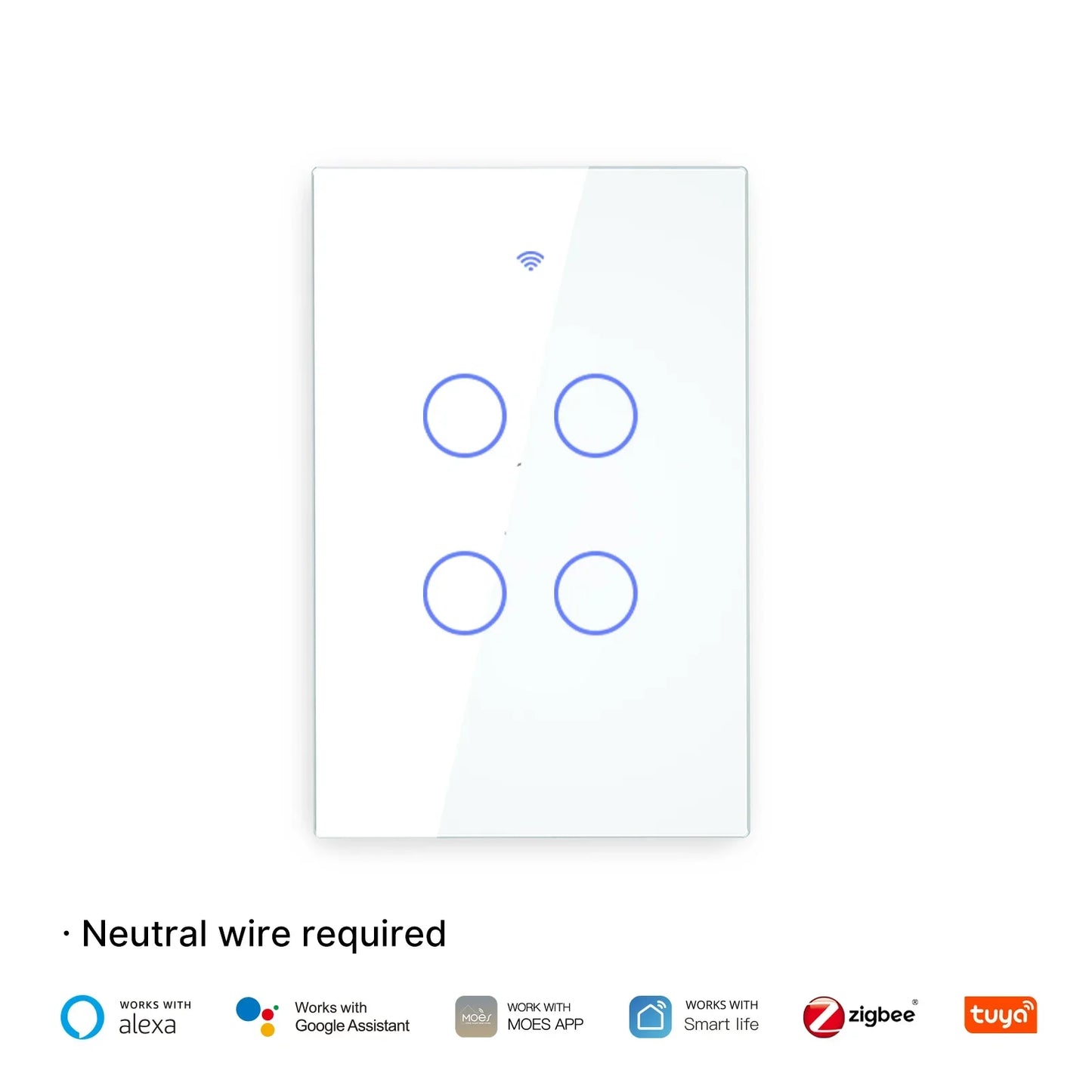 MOES ZigBee Smart Touch Light Switch | Glass Panel with App & Voice Control
