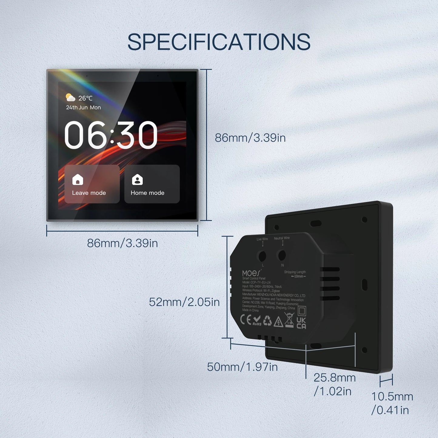 MOES Smart Control Panel 4" (WiFi + ZigBee + Alexa)