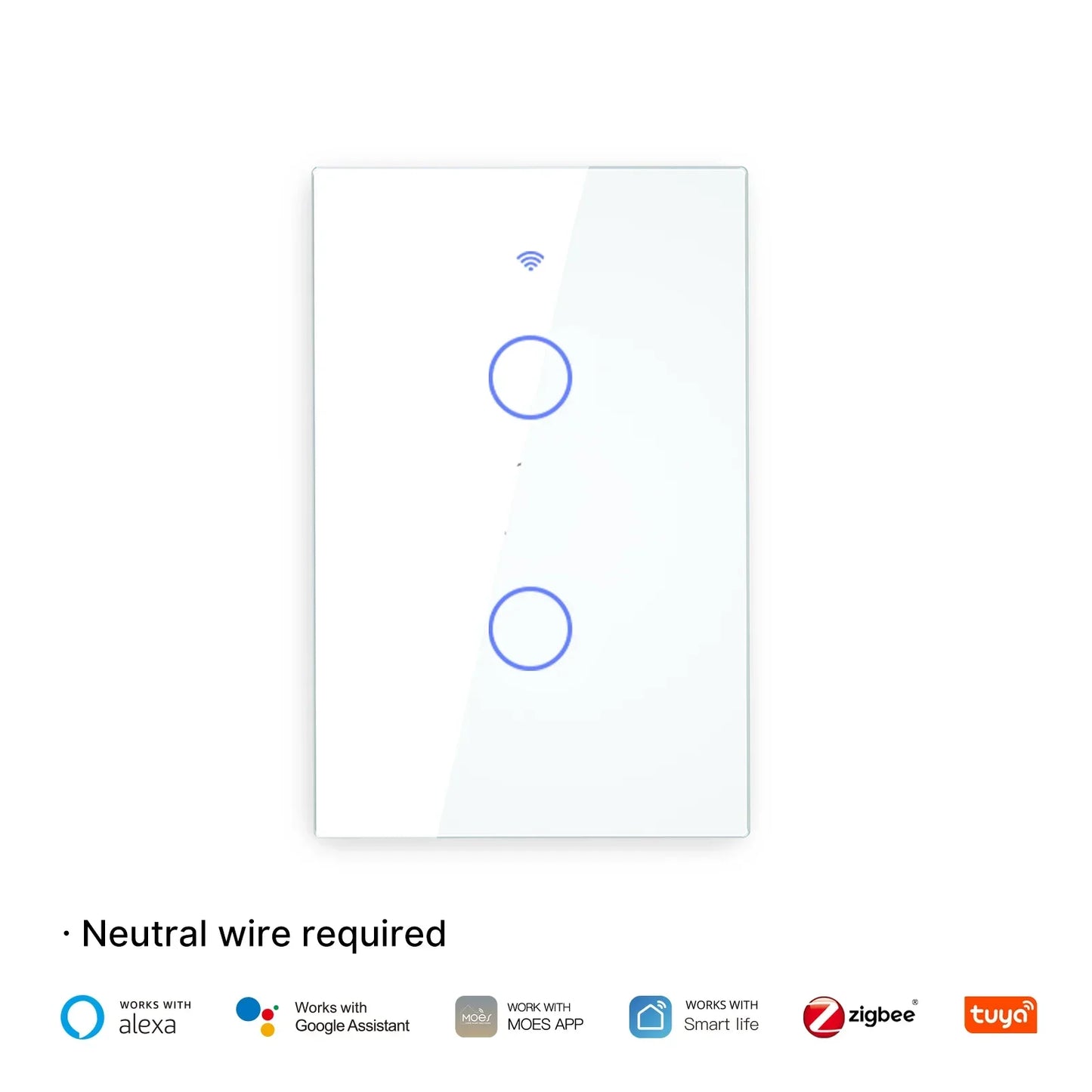 MOES ZigBee Smart Touch Light Switch | Glass Panel with App & Voice Control