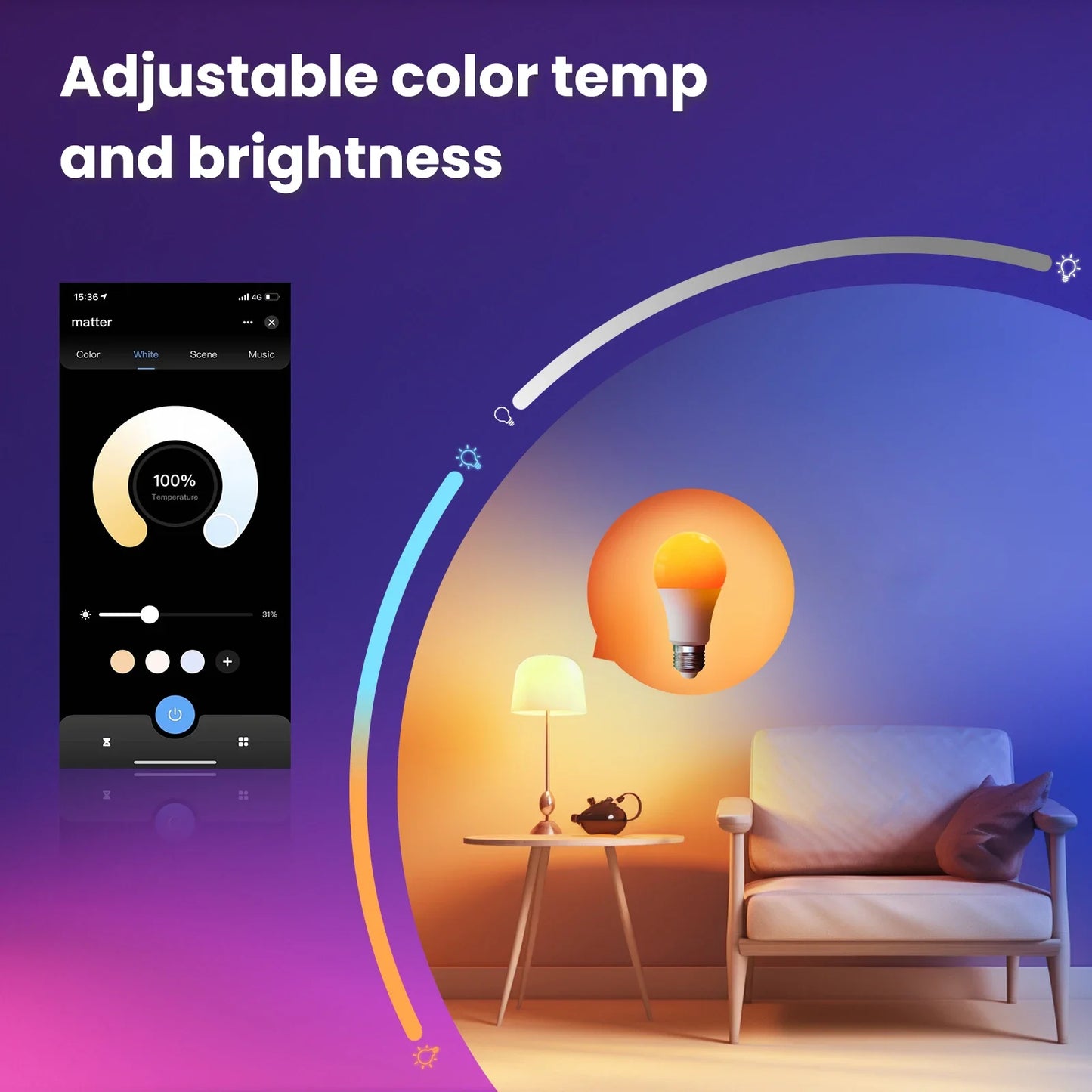 MOES Matter WiFi Smart Bulb | RGB 16M Colors, E27 LED, Voice Control