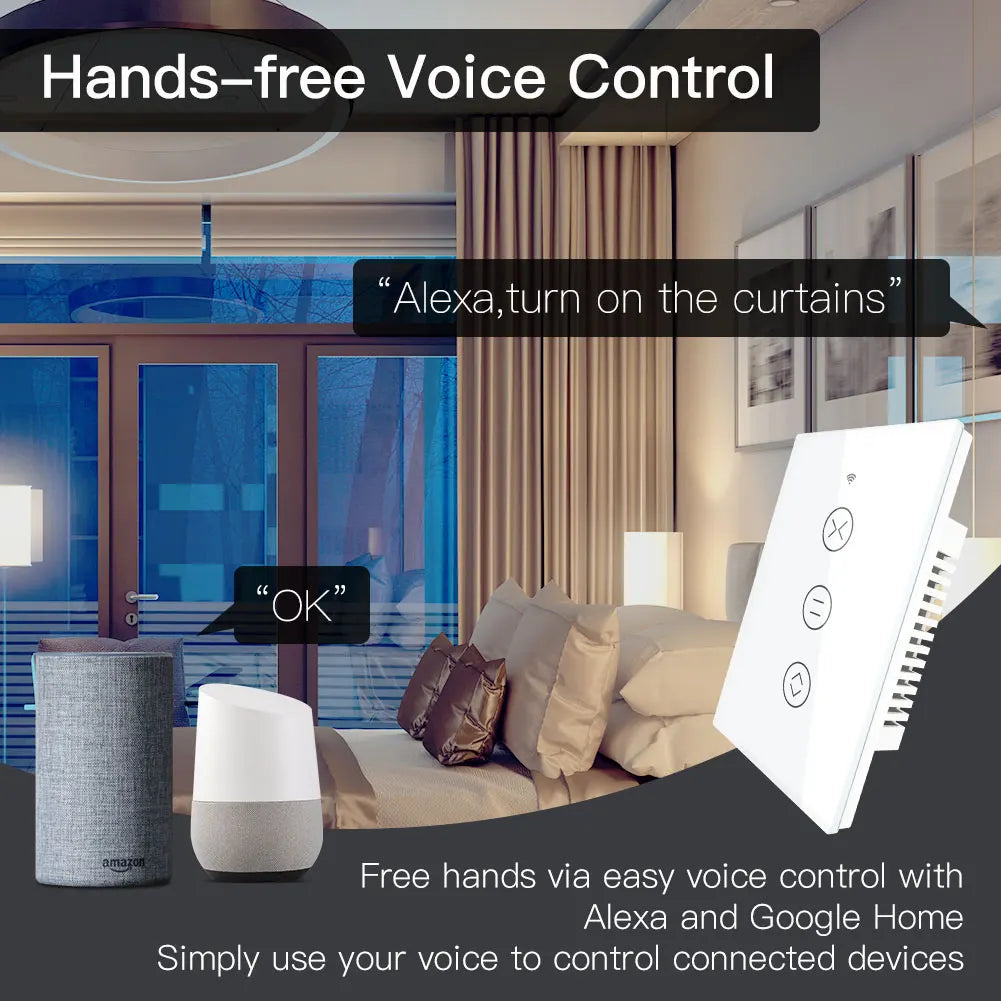 MOES Smart Curtain Switch (WiFi + RF433, Tuya, Alexa/Google)