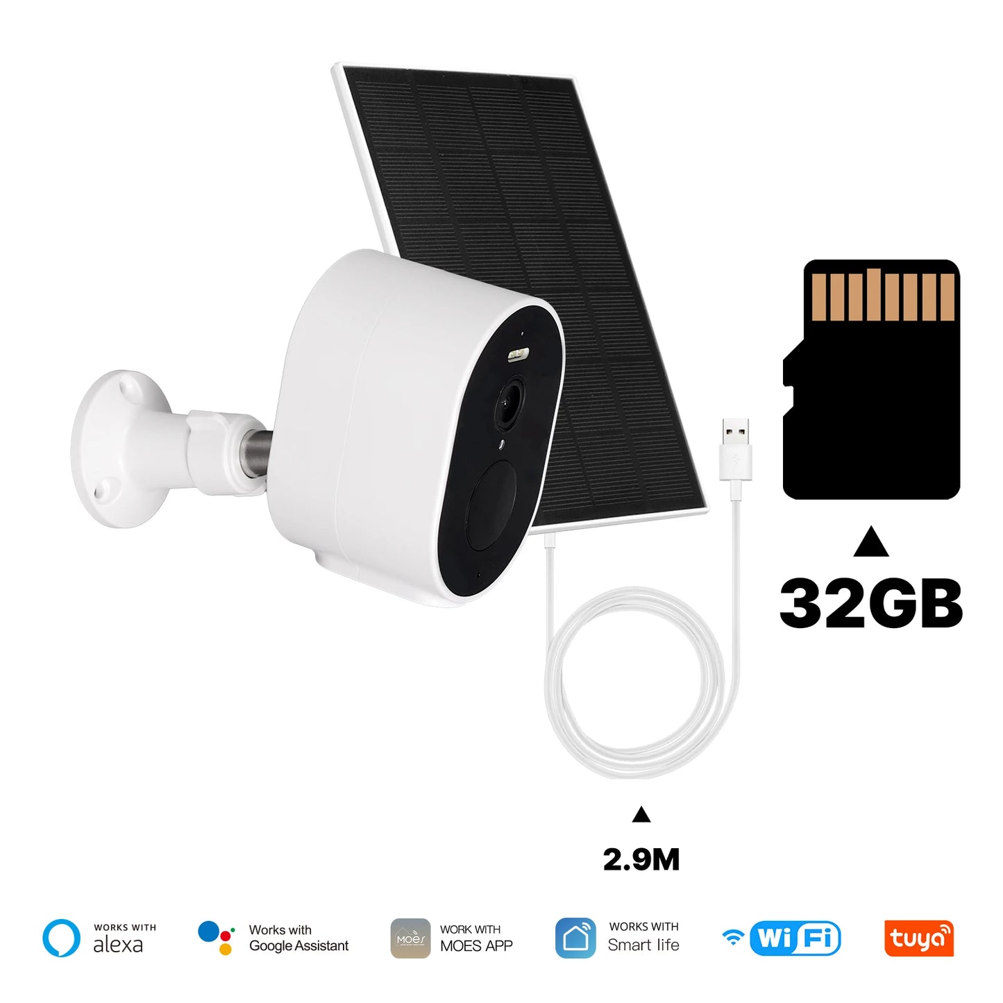MOES Tuya WiFi 4MP HD Smart Security Camera Solar Charging IP65 Waterproof Full Color Night Vision Works With Alexa Google Home
