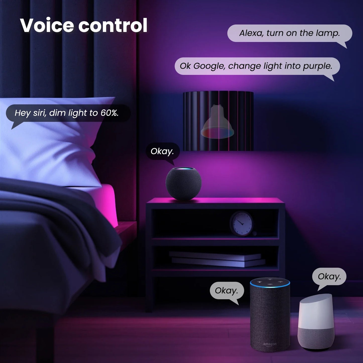 MOES Matter WiFi Smart Bulb GU10 | RGB+C+W 16M Colors, Dimmable, Voice Control