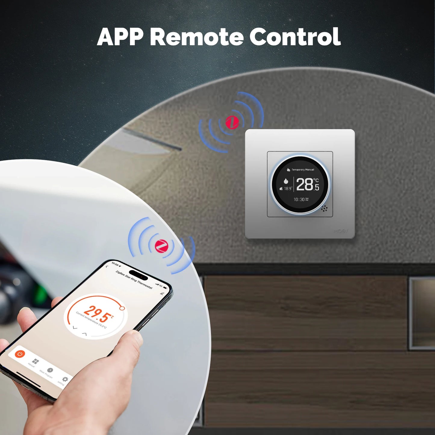 MOES Tuya ZigBee Smart Knob Thermostat – Star Ring Series