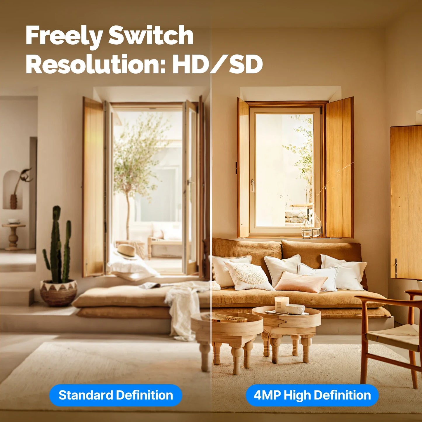 MOES Wi-Fi 6 Smart Camera 4MP | Pan/Tilt, Night Vision, Motion & Sound Detection