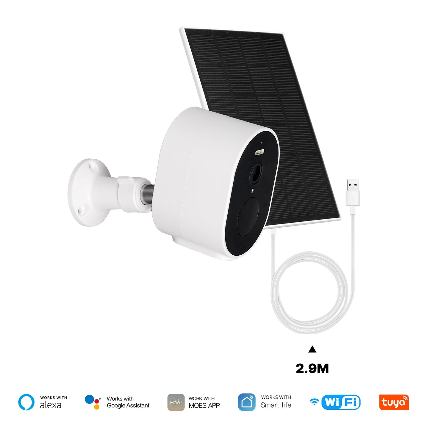 MOES Tuya WiFi 4MP HD Smart Security Camera Solar Charging IP65 Waterproof Full Color Night Vision Works With Alexa Google Home