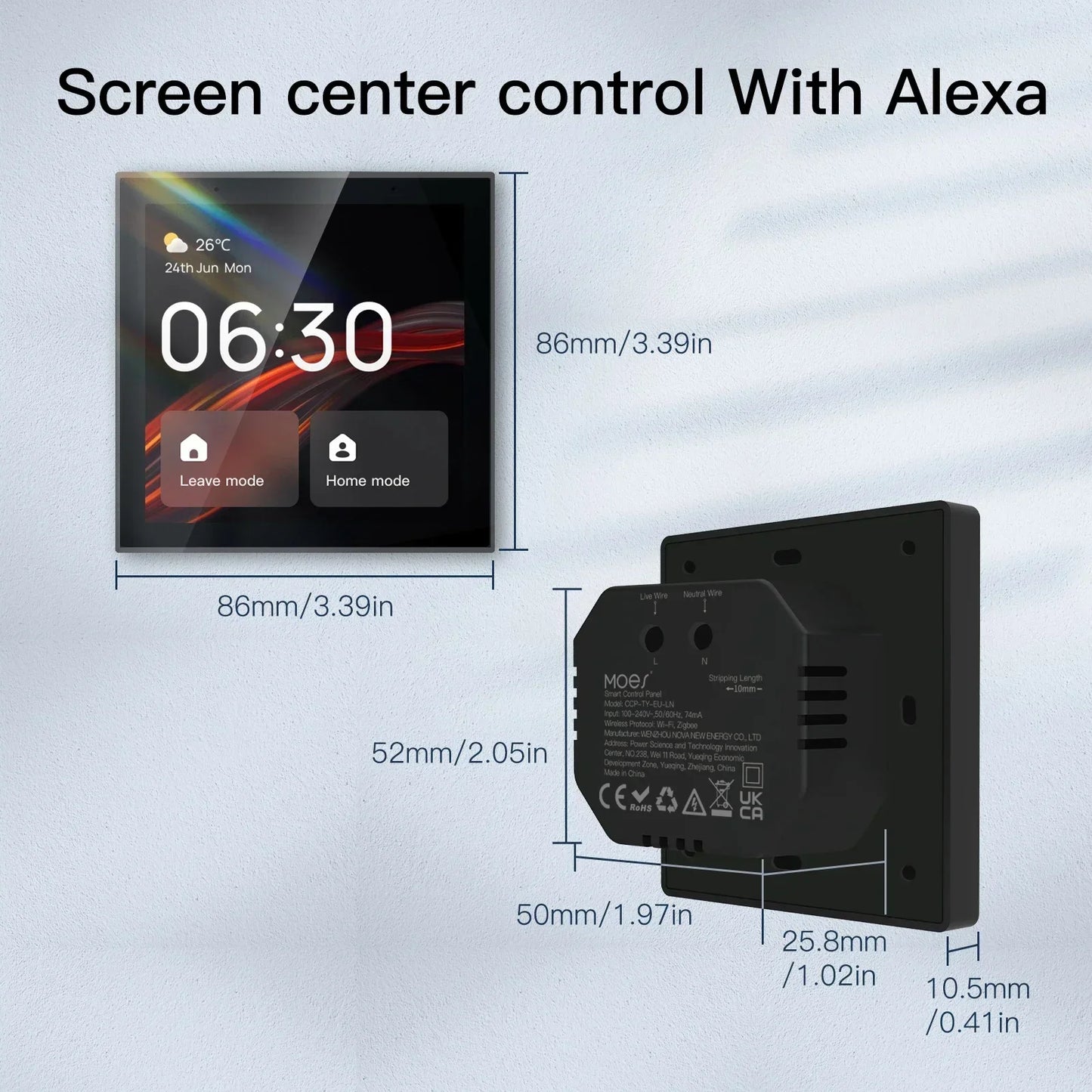 MOES Smart Control Panel 4" (WiFi + ZigBee + Alexa)