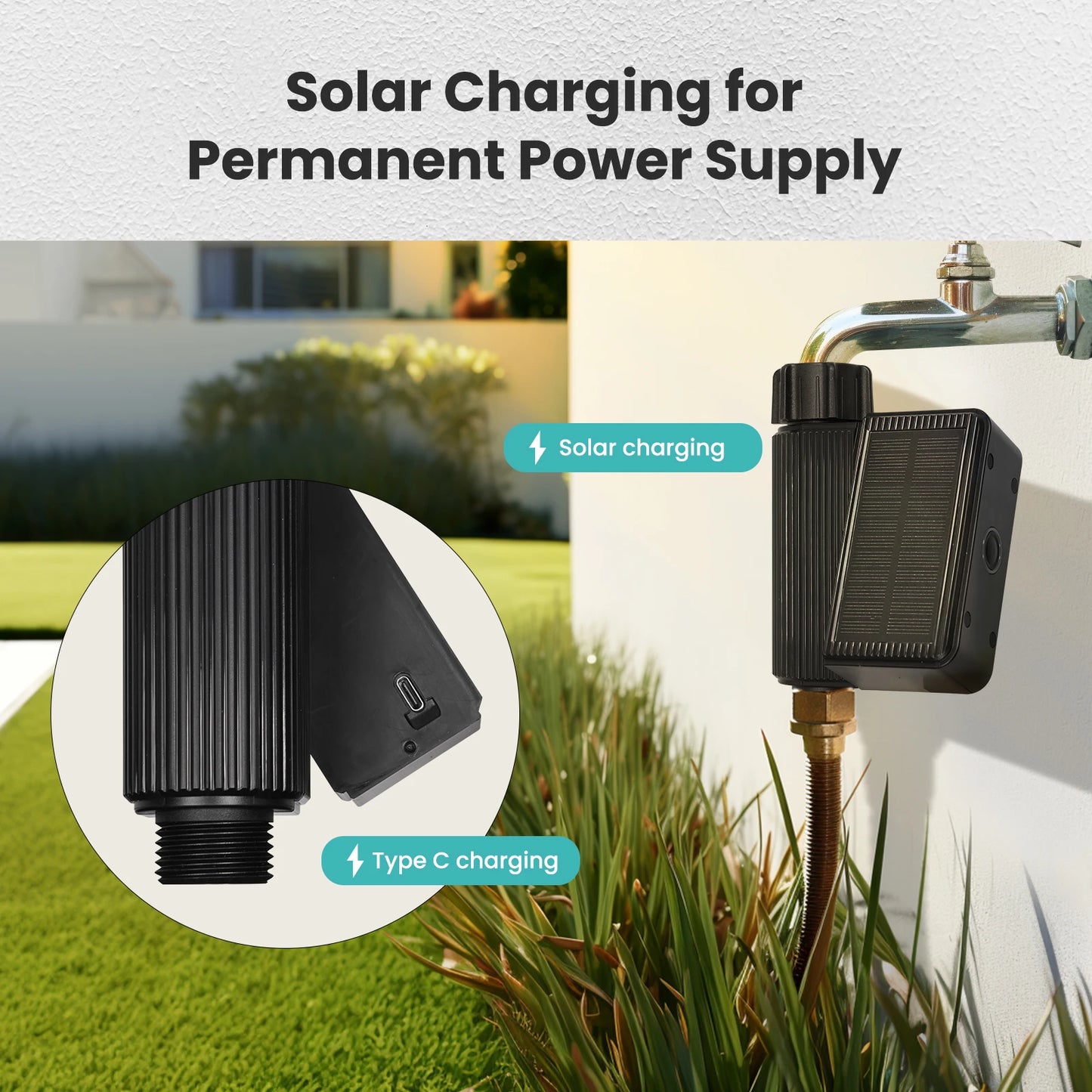 MOES Tuya Smart Solar Water Timer – WiFi Irrigation Controller with Soil Sensor & Brass Inlet (IP65)
