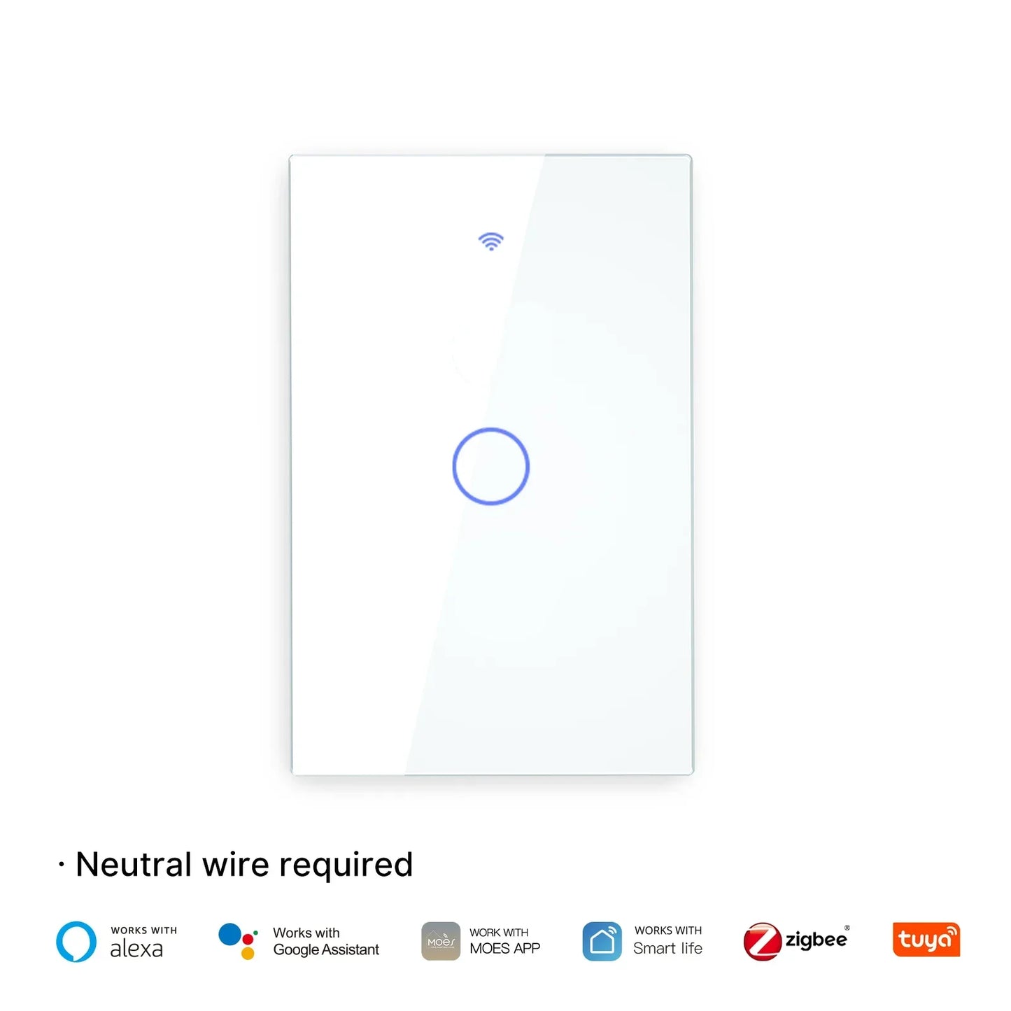 MOES ZigBee Smart Touch Light Switch | Glass Panel with App & Voice Control