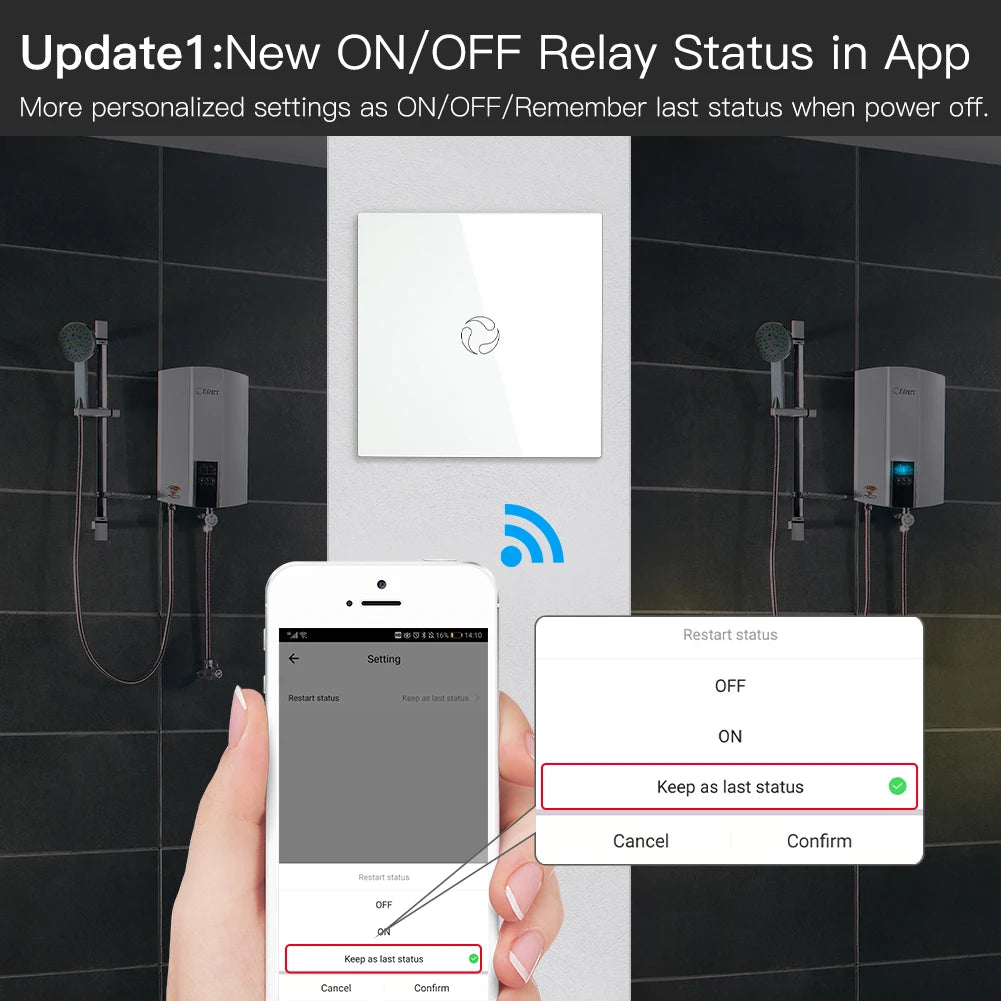 MOES Smart Boiler Switch – WiFi/ZigBee 20A Water Heater Controller with Glass Panel