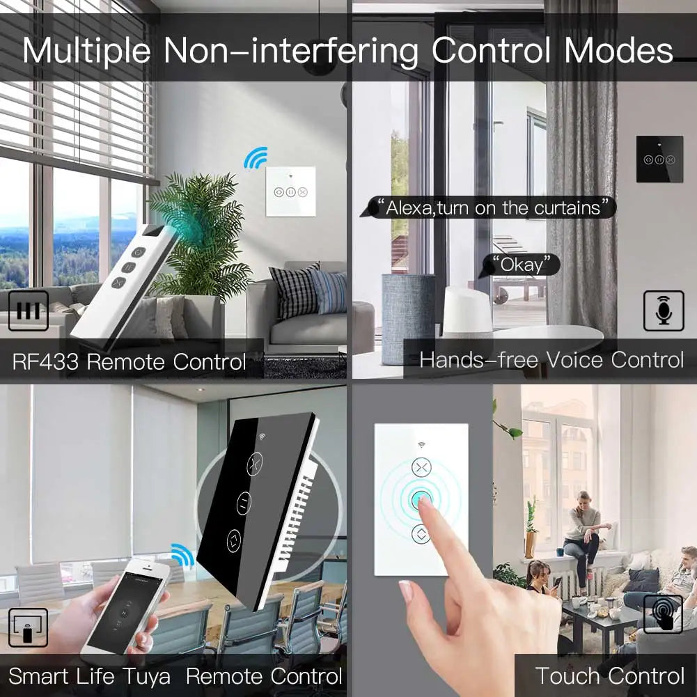 MOES Smart Curtain Switch (WiFi + RF433, Tuya, Alexa/Google)