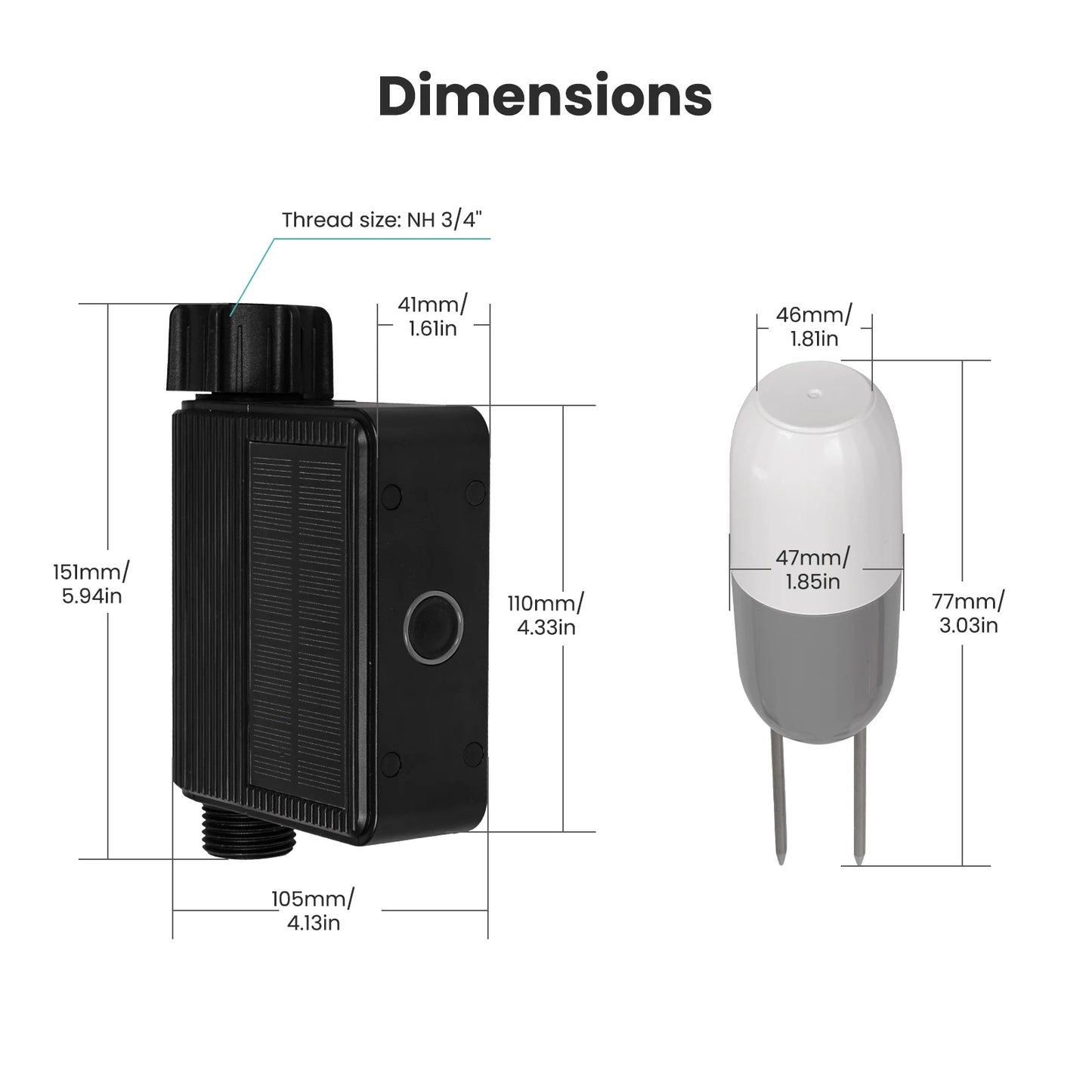 MOES Tuya Smart Solar Water Timer – WiFi Irrigation Controller with Soil Sensor & Brass Inlet (IP65)