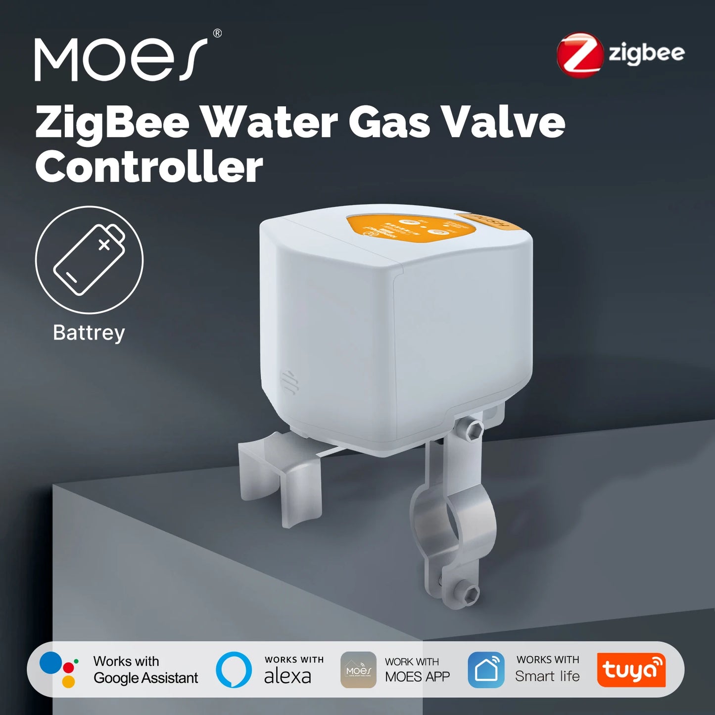 MOES Tuya ZigBee Smart Battery-Powered Water & Gas Valve Controller