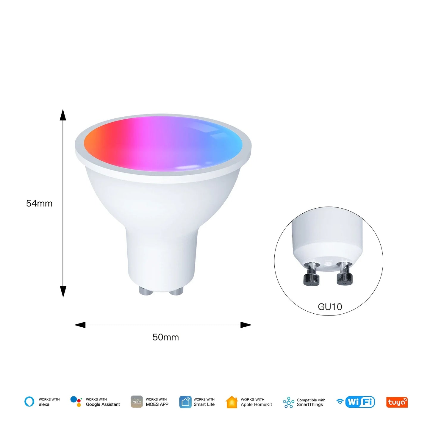 MOES Matter WiFi Smart Bulb GU10 | RGB+C+W 16M Colors, Dimmable, Voice Control