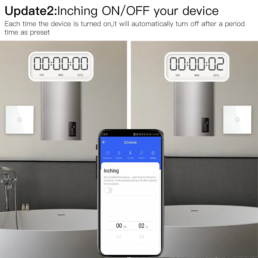 MOES Smart Boiler Switch – WiFi/ZigBee 20A Water Heater Controller with Glass Panel