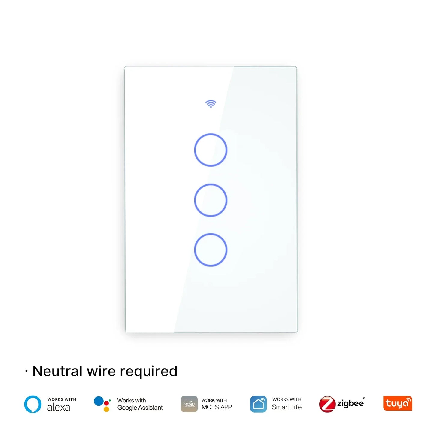 MOES ZigBee Smart Touch Light Switch | Glass Panel with App & Voice Control