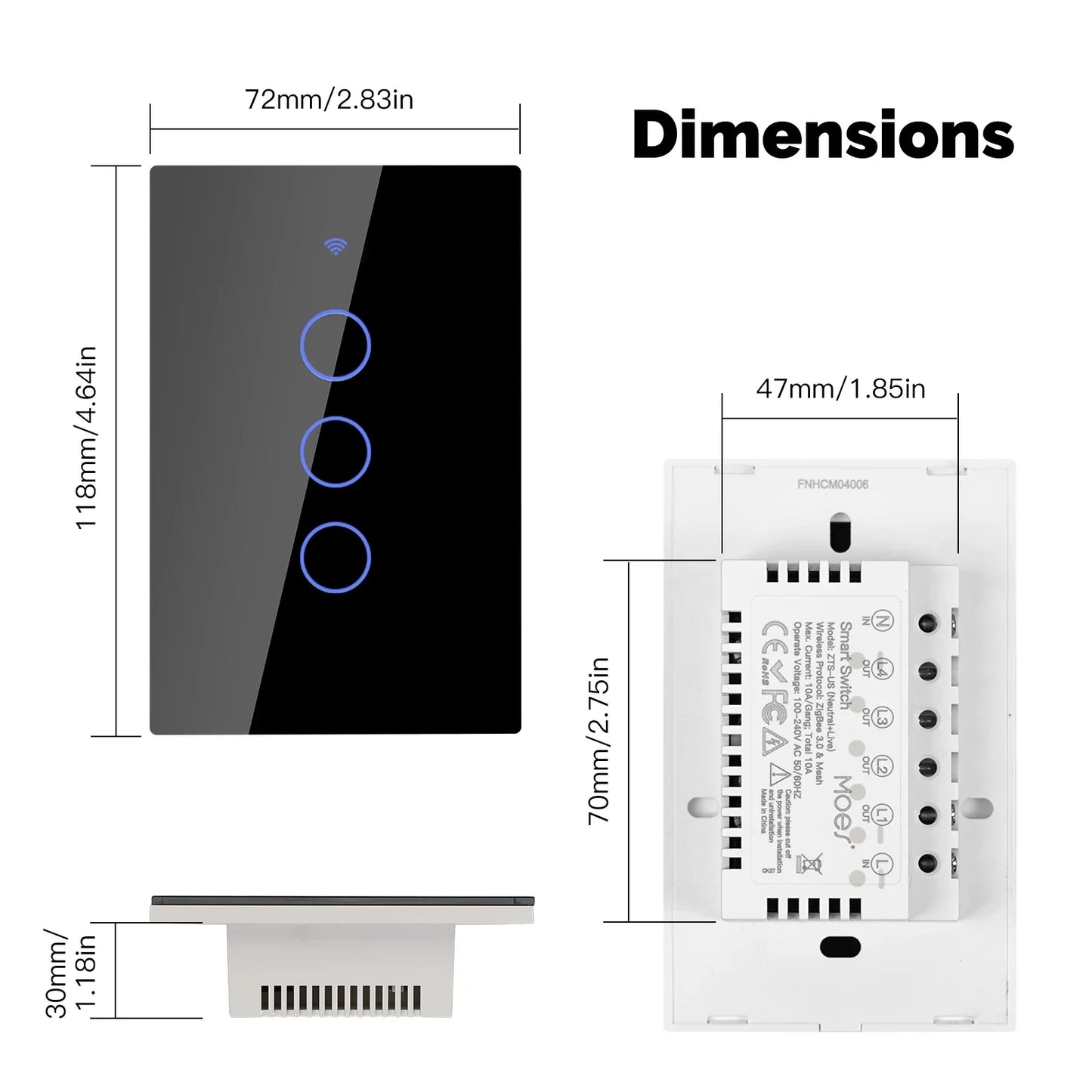 MOES ZigBee Smart Touch Light Switch | Glass Panel with App & Voice Control