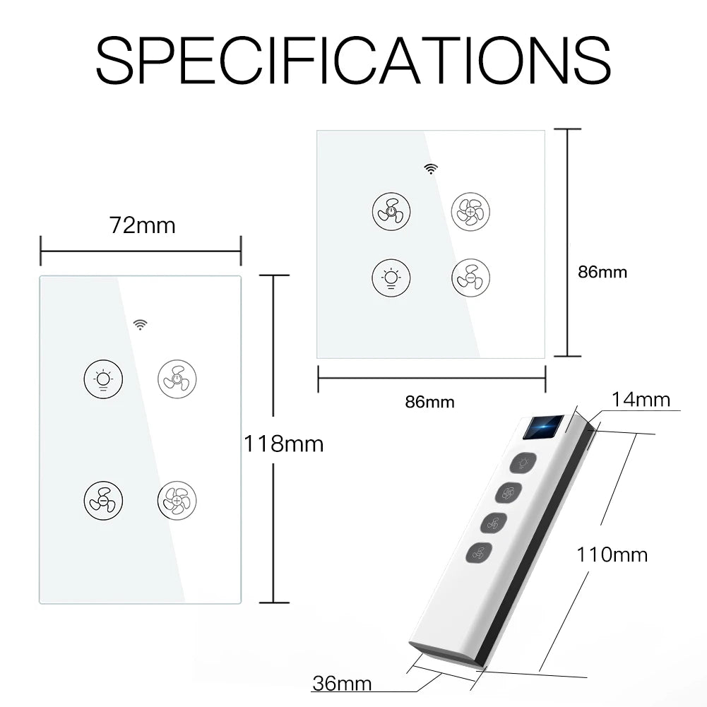 MOES WiFi RF Smart Ceiling Fan Light Switch | 2/3-Way Multi-Control, Alexa/Google Home
