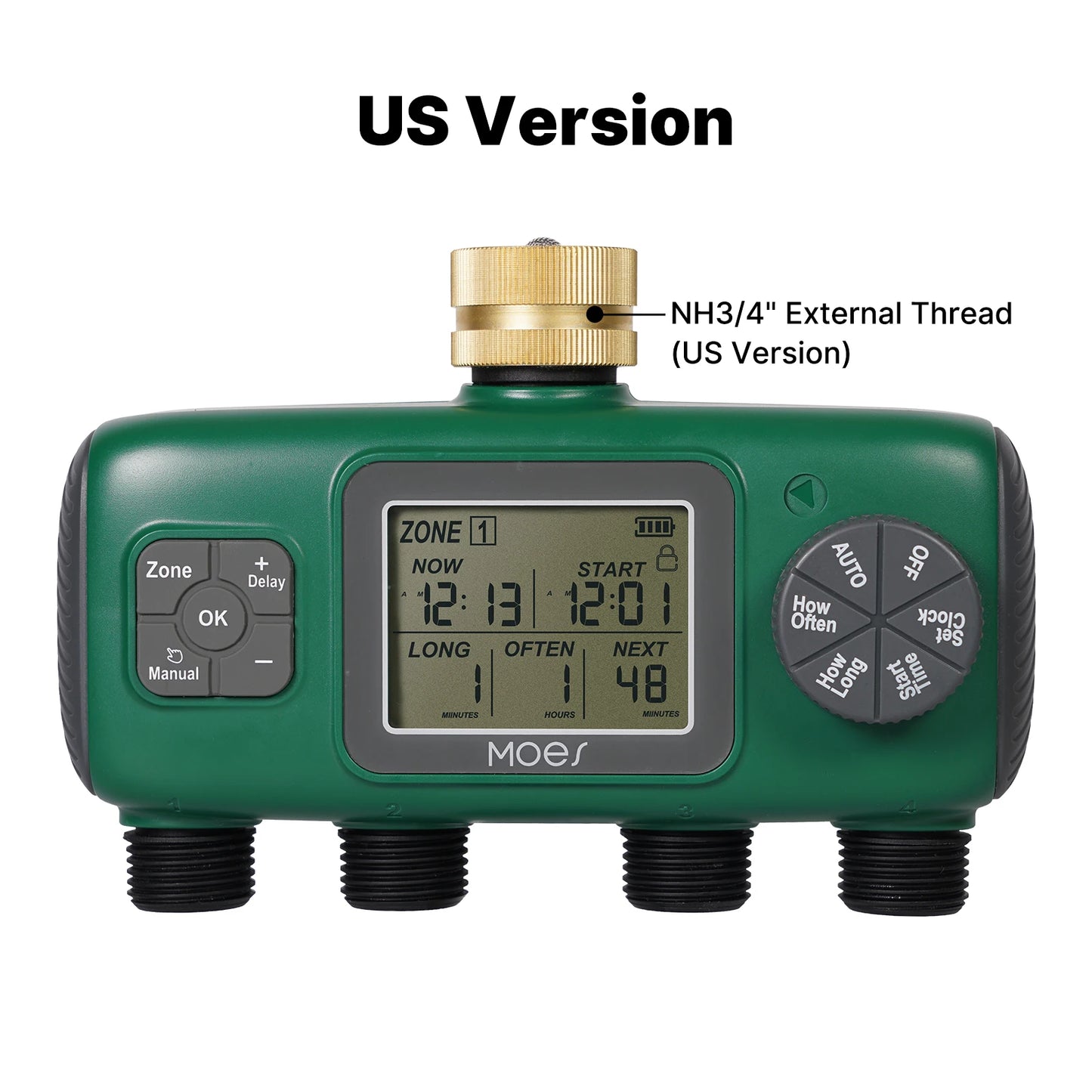 MOES Smart Water Timer | 1–4 Outlets, LCD Display, Rain Delay, Child Lock