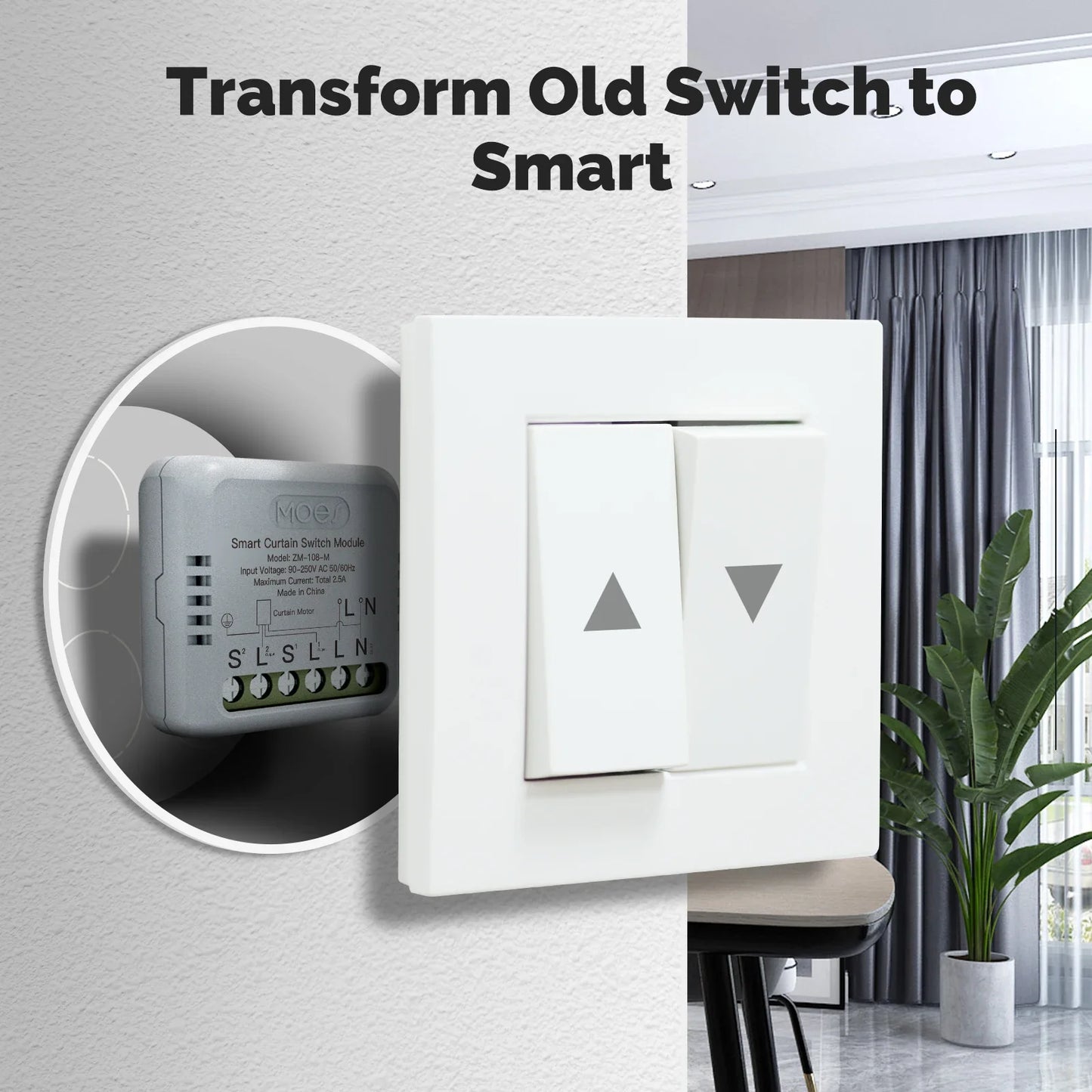 MOES ZigBee/WiFi Smart Curtain Switch Module | Mini Design, App & Voice Control