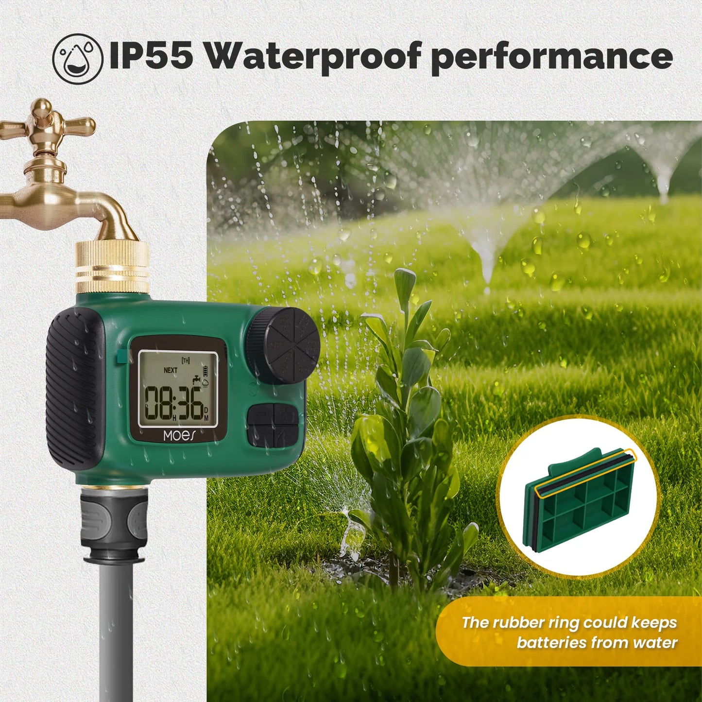 MOES Smart Water Timer | 1–4 Outlets, LCD Display, Rain Delay, Child Lock