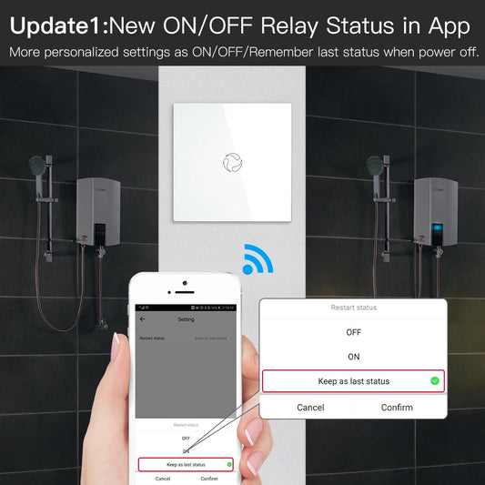 MOES Smart Boiler Switch – WiFi/ZigBee 20A Water Heater Controller with Glass Panel