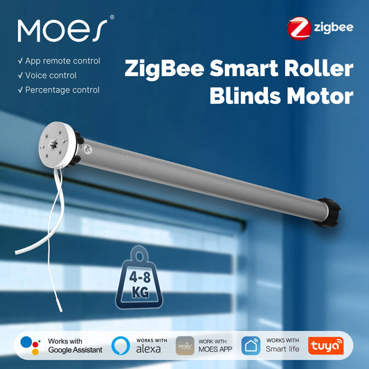 MOES ZigBee Smart Roller Blinds Motor | Automatic Shades with Voice & Remote Control