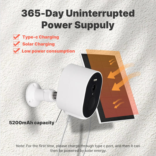 MOES Tuya WiFi 4MP HD Smart Security Camera Solar Charging IP65 Waterproof Full Color Night Vision Works With Alexa Google Home
