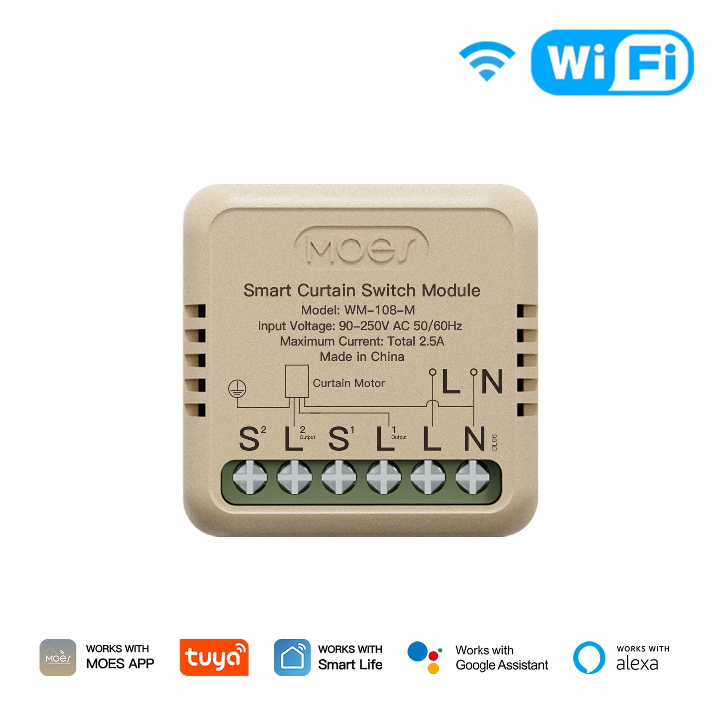 MOES ZigBee/WiFi Smart Curtain Switch Module | Mini Design, App & Voice Control