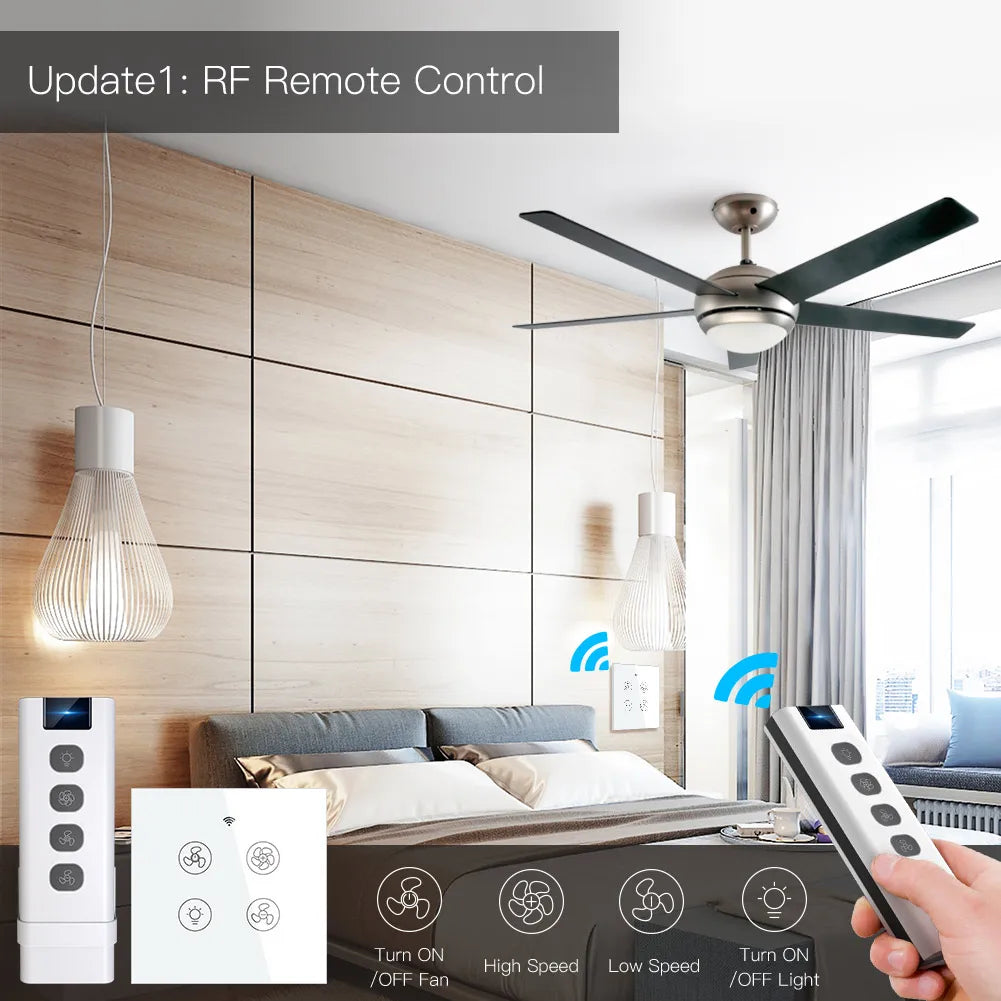 MOES WiFi RF Smart Ceiling Fan Light Switch | 2/3-Way Multi-Control, Alexa/Google Home