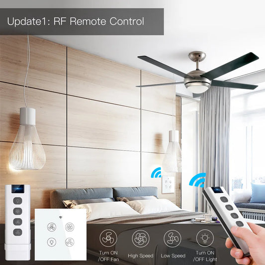 MOES WiFi RF Smart Ceiling Fan Light Switch | 2/3-Way Multi-Control, Alexa/Google Home